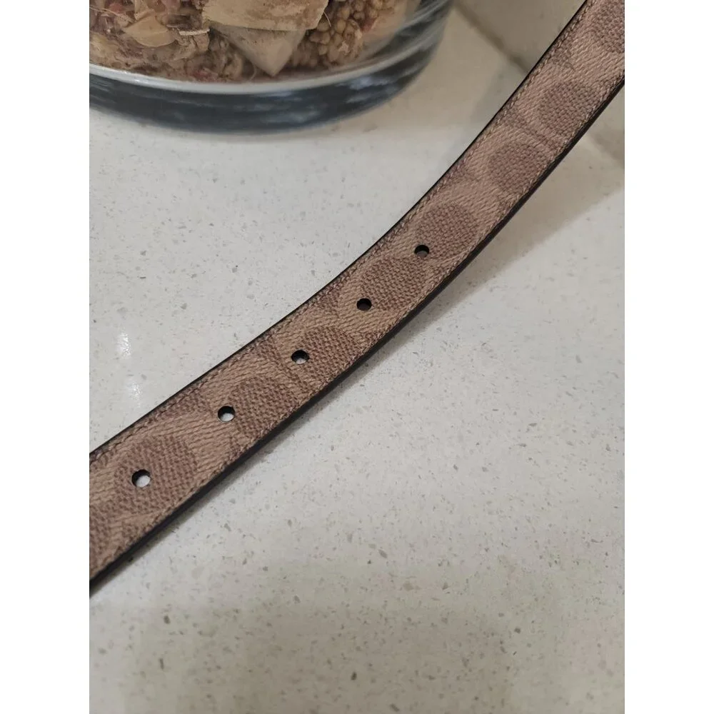 Coach Signature Buckle Belt C1725 Brown Leather with Gold Buckle Size S - Picture 5 of 8